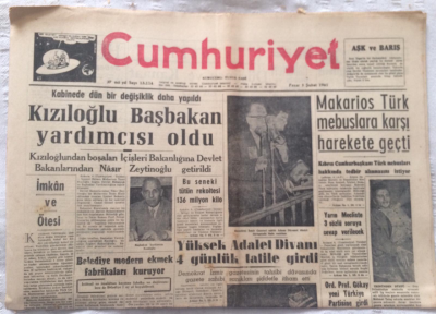 Cumhuriyet Gazetesi 5 Şubat 1961 - Kızıloğlu Başbakan Yardımcısı Oldu - GZ19455 - 1