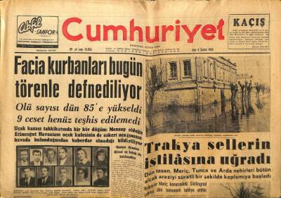 Cumhuriyet Gazetesi - 5 Şubat 1963 - Facia Kurbanları Törenle Defnediliyor GZ99390 - 1