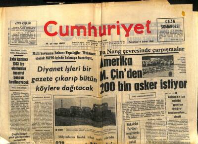 Cumhuriyet Gazetesi - 5 Şubat 1968 - Amerika M. Çinden 200 Bin Asker İstiyor GZ99485 - 1