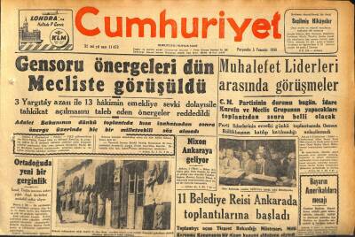 Cumhuriyet Gazetesi 5 Temmuz 1956 - Nixon Ankaraya Geliyor - Ortadoğuda Yeni Bir Gerginlik GZ119828 - 1