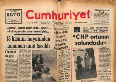 Cumhuriyet Gazetesi 5 Temmuz 1966 - Ata Otelinde Atanın Büstü Parçalandı GZ85486 - 1