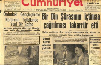 Cumhuriyet Gazetesi 6 Ağustos 1960 - Din Şurasının İçtimaa Çağrılması Takarrür Etti GZ110041 - 1
