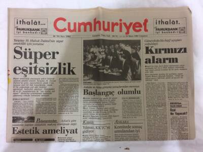 Cumhuriyet Gazetesi 6 Ağustos 1991 - Sinopta İşbaşı , Beykoz Gergin GZ73194 - 1