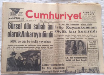 Cumhuriyet Gazetesi 6 Ekim 1961 - Gürsel Dün Ani Olarak Ankaraya Döndü - GZ19465 - 1