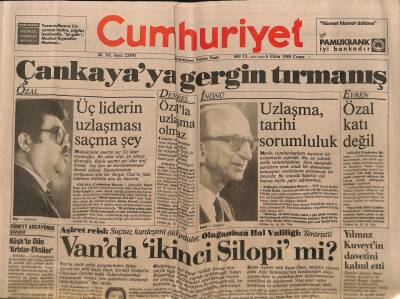 Cumhuriyet Gazetesi 6 Ekim 1989 - Çankaya`ya Gergin Tırmanış, Turgut Özal, Süleyman Demirel, İsmet İnönü ve Kenan Evren GZ87996 - 1