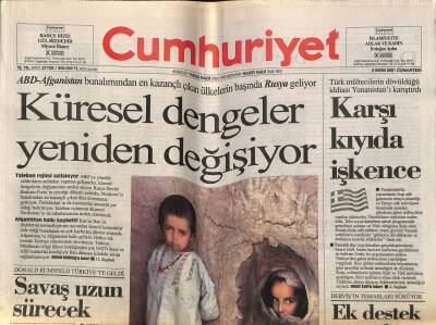 Cumhuriyet Gazetesi 6 Ekim 2001 - Donald Rumsfeld Türkiyeye Geldi , Savaş Uzun Sürecek GZ92945 - 1