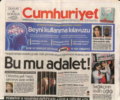 Cumhuriyet Gazetesi 6 Ekim 2018 - Nobel Barış Ödülü Direnenlerin Oldu - Akkuyu Raporuna Güvenlik Uyarısı GZ94533 - 1