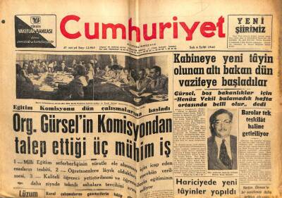 Cumhuriyet Gazetesi 6 Eylül 1960 - Hariciyede Yeni Tayinler Yapıldı GZ103213 - 1