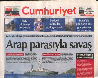 Cumhuriyet Gazetesi 6 Eylül 2013 - ABDye , Suriyeye Askeri Müdahalede Bulunması Durumunda Yardım Önermişler GZ96005 - 1