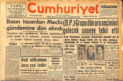 Cumhuriyet Gazetesi 6 Haziran 1956 - Kasım Güleğin İfadesi Alındı - Sirkecide Bir Otel Kâtibi Öldürüldü GZ119775 - 1