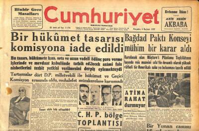 Cumhuriyet Gazetesi 6 Haziran 1957 - Marshall Planına 10. Yıldönümü - Bir İngiliz Filosu Dün Sabah Limanımıza Geldi GZ119864 - 1
