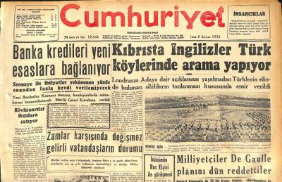 Cumhuriyet Gazetesi 6 Haziran 1958 - Kıbrısta İngilizler Türk Köylerinde Arama Yapıyor - İnönünün Rus Elçisi İle Görüşülmesi GZ120204 - 1