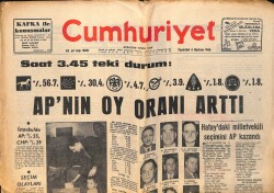 Cumhuriyet Gazetesi 6 Haziran 1966 - Ordu Takımı Finale Kaldı - AP'nin Oy Oranı Arttı GZ160445 - Gökçekoleksiyon