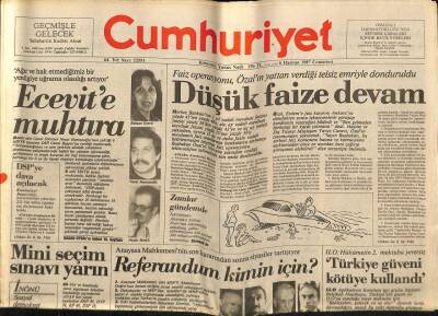 Cumhuriyet Gazetesi 6 Haziran 1987 - Faruk Taşara Gıyabi Tutuklama GZ62198 - 1