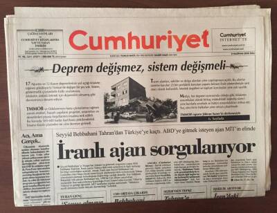Cumhuriyet Gazetesi 6 Haziran 200 -İranlı Ajan Sorgulanıyor GZ10178 - 2