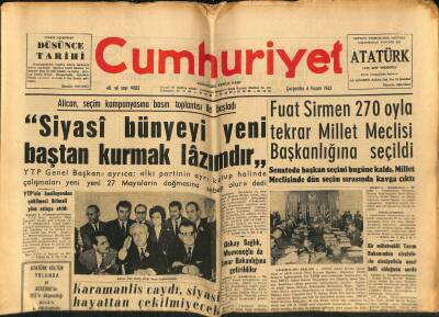 Cumhuriyet Gazetesi 6 Kasım 1963 - Japon Başbakanı İkedaya Süikast Yapılmak İstendi, Fuat Sirmen 270 Oyla Tekrar Millet Meclisi Başkanlığına Seçildi GZ122528 - 1