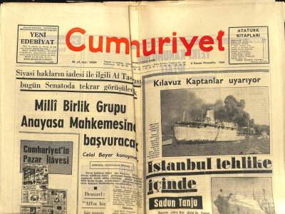 Cumhuriyet Gazetesi - 6 Kasım 1969 - Kaptanlar Uyarıyor,İstanbul Tehlike İçinde GZ99545 - 1