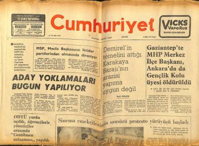 Cumhuriyet Gazetesi - 6 Kasım 1977 - Gaziantepte MHP İlçe Başkanı Öldürüldü GZ99398 - 1