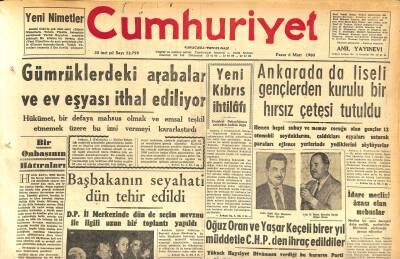 Cumhuriyet Gazetesi 6 Mart 1960 - Kübada Bir Gemi İnfilâk Etti , 100 Ölü Var - Gümrüklerdeki Arabalar Ve Ev Eşyası İthal Ediliyor GZ120023 - 1