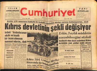 Cumhuriyet Gazetesi 6 Mart 1964 - Kıbrıs Devletinin Şekli Değişiyor GZ88108 - 1