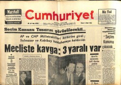 Cumhuriyet Gazetesi 6 Mart 1966 - Mecliste Kavga 3 Yaralı Var GZ103073 - 1