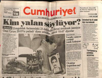 Cumhuriyet Gazetesi 6 Mart 1992 - SKANDAL ! Zonguldak Faciasındaki 23 Dakikalık İhmal Örtülmek İsteniyor GZ72510 - 2