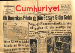 Cumhuriyet Gazetesi 6 Mayıs 1961 - İlk Amerikan Pilotu Fezaya Gidip Geldi GZ103010 - 2