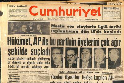 Cumhuriyet Gazetesi 6 Nisan 1963 - Meclis Son Olaylarla İlgili Tarihi Toplantısına Dün 15de Başladı GZ120541 - 1