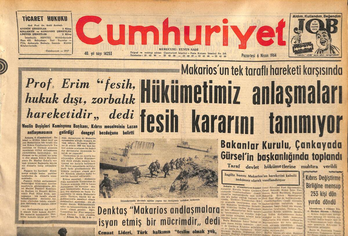 Cumhuriyet Gazetesi 6 Nisan 1964 - Singer Fabrikası İşçileri Dün Yürüyüş Yaptılar GZ160416 - 1