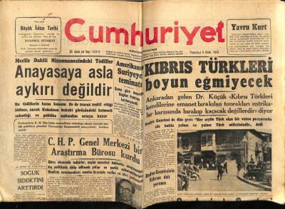 Cumhuriyet Gazetesi 6 Ocak 1958 - Kıbrıs Türkleri Boyun Eğmiyecek GZ78057 - 1