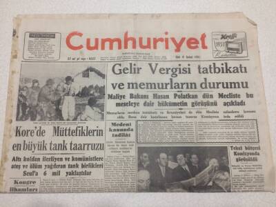 Cumhuriyet Gazetesi 6 Şubat 1951 - Gelir Vergisi Tatbikatı Ve Memurların Durumu GZ52588 - 1