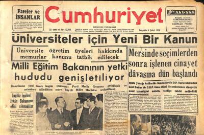 Cumhuriyet Gazetesi 6 Şubat 1958 - Celâl Bayar Libyaya Vardı - Üniversiteler İçin Yeni Bir Kanun GZ120386 - 1