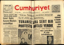 Cumhuriyet Gazetesi 6 Şubat 1966 - Yunanistana Sert Bir Protesto Notası Verdik GZ61841 - 1