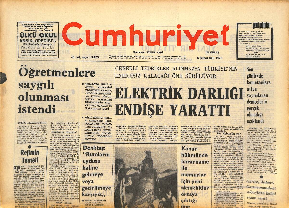 Cumhuriyet Gazetesi 6 Şubat 1973 - Kudret Bayhan'ın Vatandaşlıktan Çıkaralması İsteniyor - Spor, Devlet Politikamız İçinde En Sonda Geliyor GZ143541 - 1