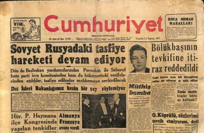 Cumhuriyet Gazetesi - 6 Temmuz 1957 - Sovyet Rusya da Tasfiye Hareketi Devam Ediyor GZ110308 - 1