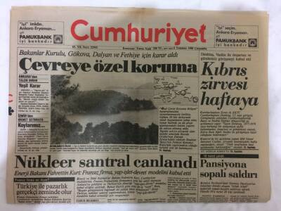 Cumhuriyet Gazetesi 6 Temmuz 1988 - Türkiye İsrailin Nükleer Menzilinde GZ73256 - 1