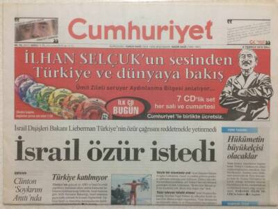 Cumhuriyet Gazetesi 6 Temmuz 2010 - İsrail Özür İstedi GZ50391 - 1