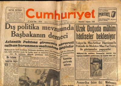 Cumhuriyet Gazetesi 7 Ağustos 1950 - Yenikapı M. Çakır Gazino Reklamı * Müzeyyen Senar - Suzan Güven - Mualla Gökçay GZ92719 - 1