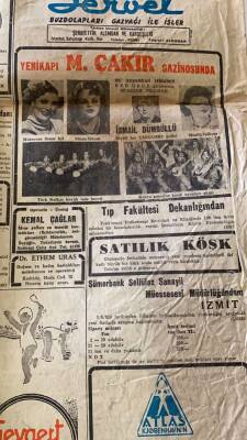 Cumhuriyet Gazetesi 7 Ağustos 1950 - Yenikapı M. Çakır Gazino Reklamı * Müzeyyen Senar - Suzan Güven - Mualla Gökçay GZ92719 - 2