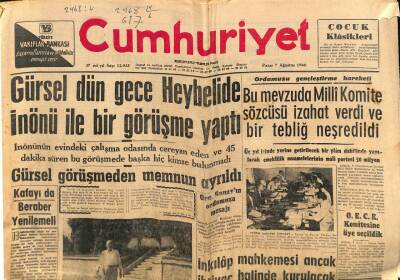 Cumhuriyet Gazetesi 7 Ağustos 1960 - Gürsel Dün Gece Heybelide İnönü İle Bir Görüşme Yaptı GZ70175 - 1