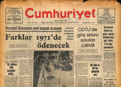 Cumhuriyet Gazetesi 7 Ağustos 1970 - ODTÜde Giriş Sınavı Soruları Çalındı GZ86567 - 1