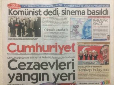 Cumhuriyet Gazetesi 7 Ağustos 2016 - Ceza Evleri Yangın Yeri GZ29183 - 1
