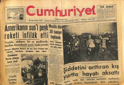 Cumhuriyet Gazetesi 7 Aralık 1957 - Kıbrıs Türkleri Endişe İçinde - İtalyada Kurtlar Dolaşıyor GZ121905 - 1