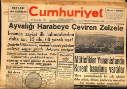 Cumhuriyet Gazetesi 7 Ekim 1944 - Ayvalığı Harabeye Çeviren Zelzele GZ69849 - 1