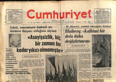 Cumhuriyet Gazetesi 7 Ekim 1968 - İnönü , Memleketin Kudretli Bir İktidara İhtiyacı olduğunu Söyledi GZ90931 - 1