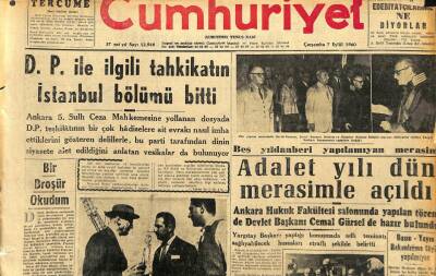 Cumhuriyet Gazetesi 7 Eylül 1960 - Adalet Yılı Merasimle Açıldı GZ110087 - 1