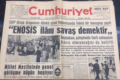 Cumhuriyet Gazetesi 7 Eylül 1964- Enosis İlanı Savaş Demektir GZ6007 - 1