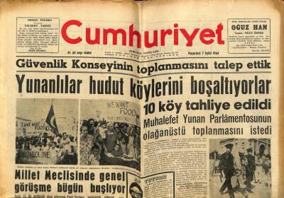 Cumhuriyet Gazetesi 7 Eylül 1964 - Millet Meclisinde Genel Görüşme Bugün Başlıyor GZ80086 - 1