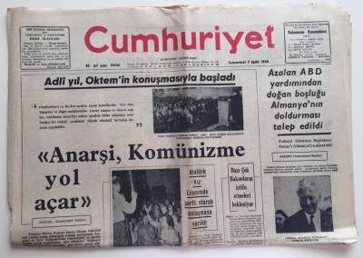 Cumhuriyet Gazetesi 7 Eylül 1968 -Anarşi,Komünizme Yol Açar GZ6269 - 1