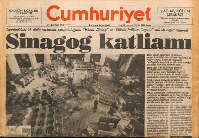 Cumhuriyet Gazetesi 7 Eylül 1986 - Sinagog Katliamı - AETde Türkiye Günleri GZ126007 - 1